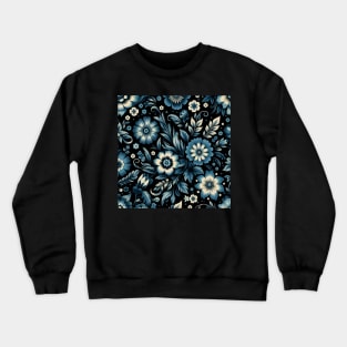 Blue Floral Illustration Crewneck Sweatshirt